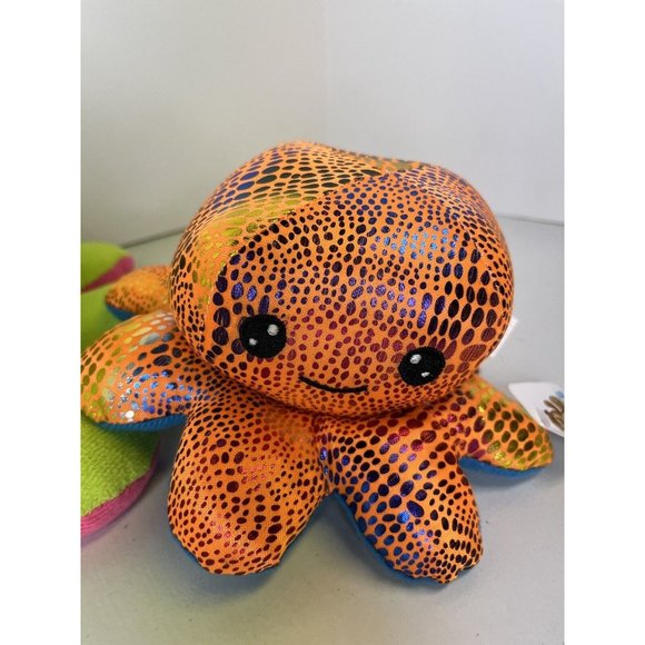 Goffa Sparkly Shiny Orange Small Medium Octopus Lot Plush Smiling Stuffed Animal - Picture 3 of 11